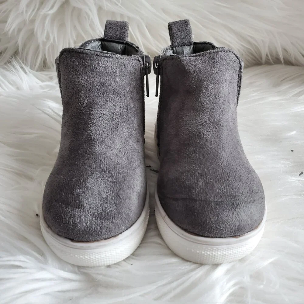 First Steps Toddler Gray High Top Suede Shoes SZ 4